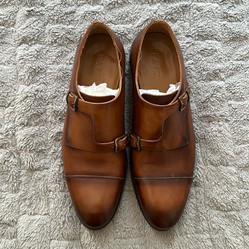 Taft Prince Double Monk Strap Oxfords in Cognac Brown - Genuine Leather
